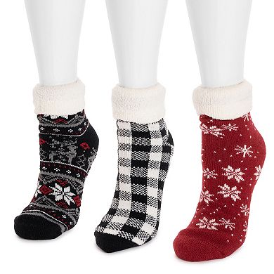 Women's MUK LUKS 3-Pair 2 Layer Quarter Socks