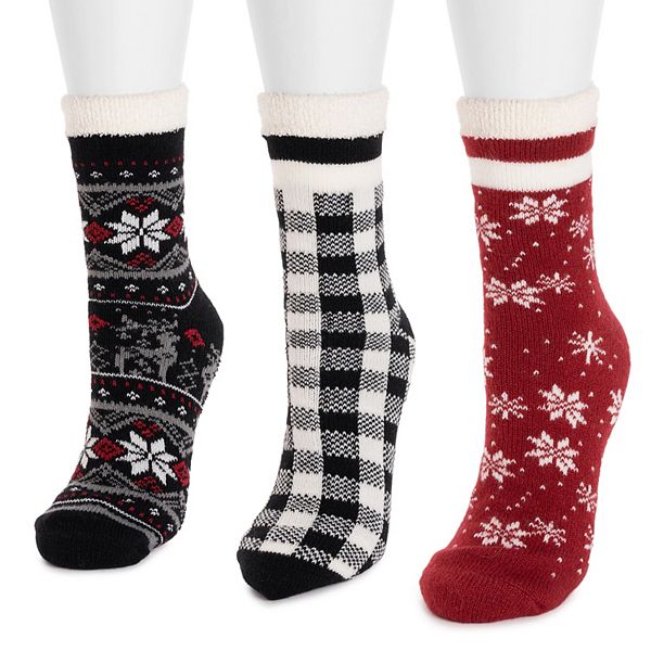 Women's MUK LUKS 3-Pair 2 Layer Quarter Socks