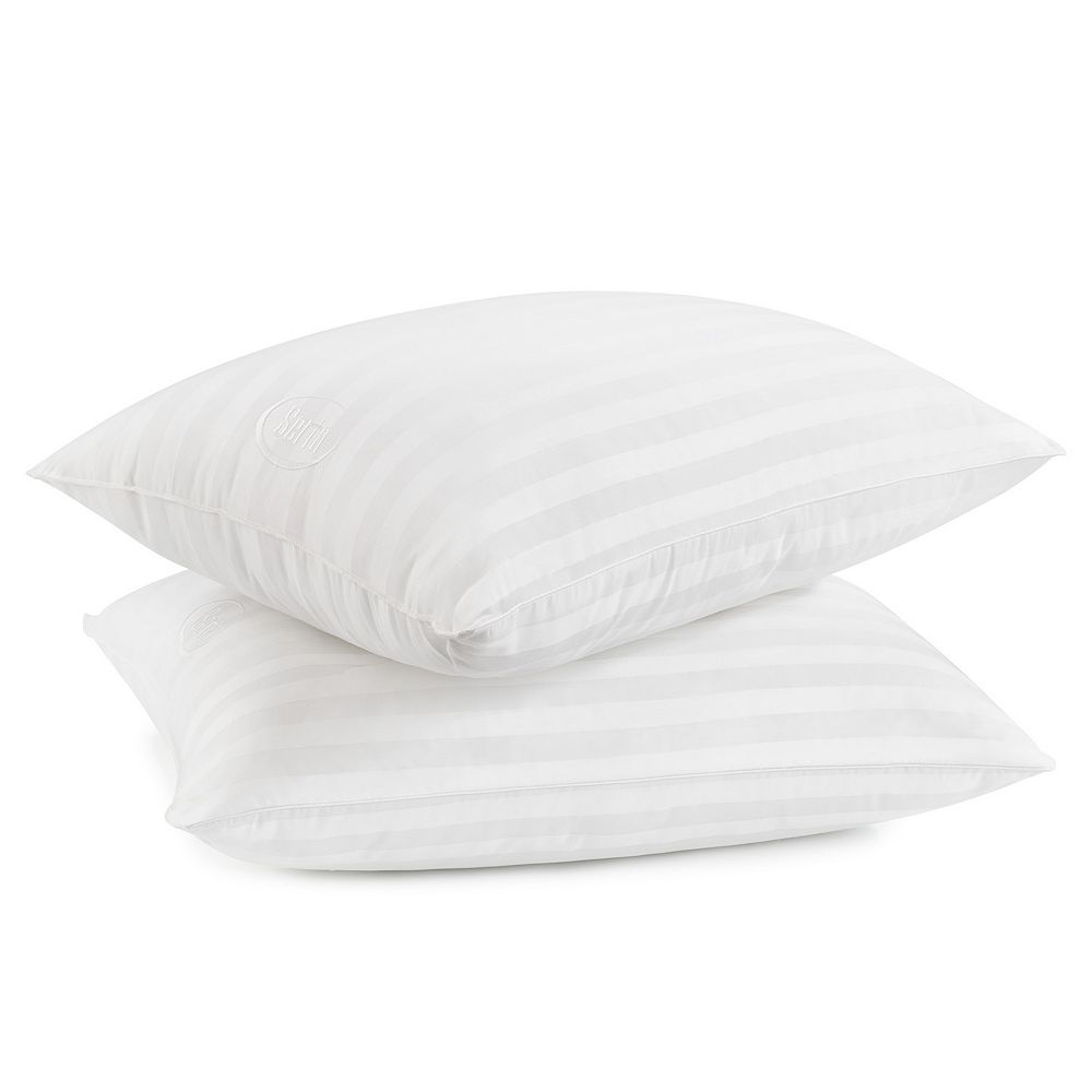 Serta Won t Go Flat Standard Queen 2 Pack Pillow Set White