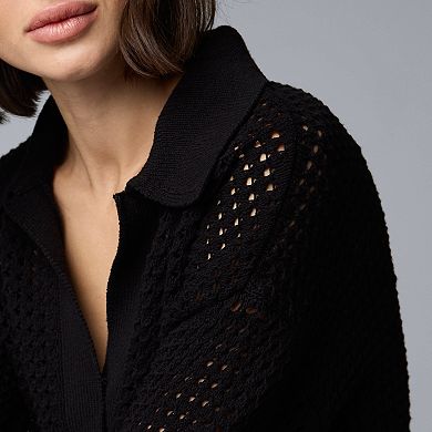 Women's Simply Vera Vera Wang Knitted Openwork Sweater