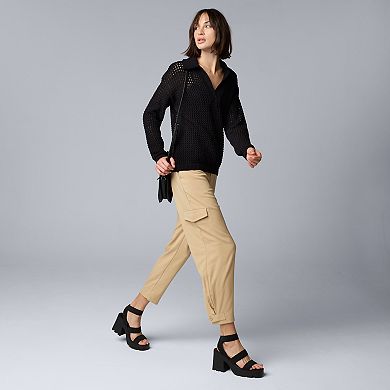 Women's Simply Vera Vera Wang Knitted Openwork Sweater