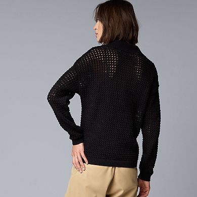 Women's Simply Vera Vera Wang Knitted Openwork Sweater
