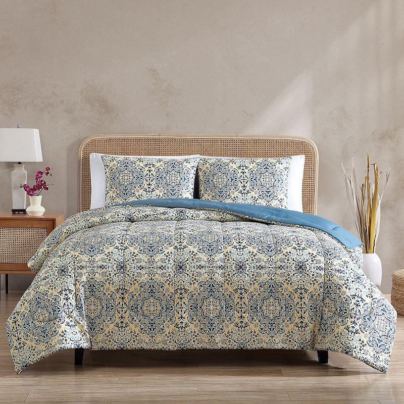 Salvidar Comforter Set with Shams, Blue, Full/Queen