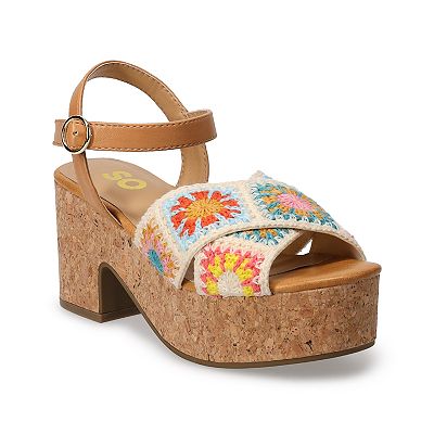 SO® Crochet Cross Band Women's Wedge Sandals