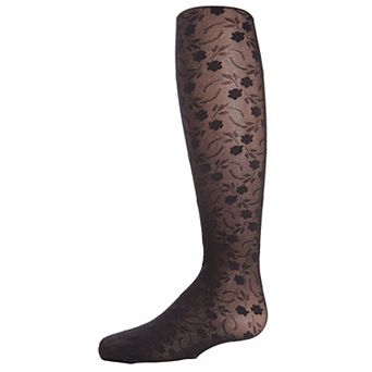 Sweet Blossoms Girls Sheer Floral Lace Tights