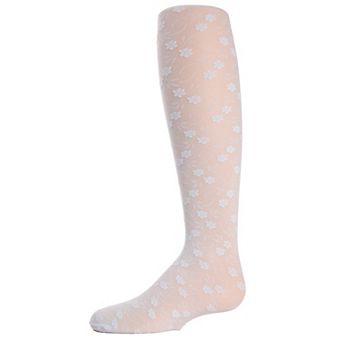 Sweet Blossoms Girls Sheer Floral Lace Tights