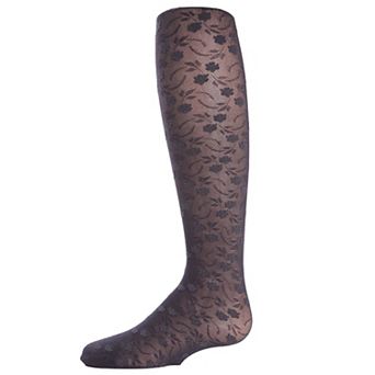 Sweet Blossoms Girls Sheer Floral Lace Tights