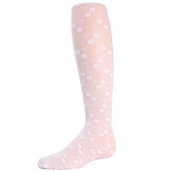 Sweet Blossoms Girls Sheer Floral Lace Tights