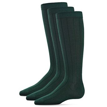 3 Pair Boys Basic Cotton Blend Ribbed Crew Socks