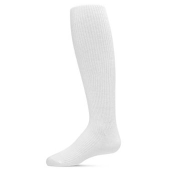 Pinned Ribbed Cotton Blend Girls Tights