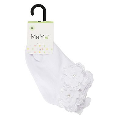 Little Kids Dual Flower Girls Cotton Blend Anklet Sock