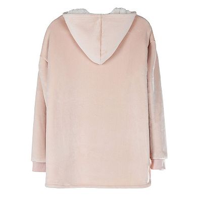 Women's Sherpa-Lined Soft Velour Hooded Lounge Top