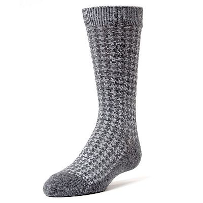boys dress socks Memoi Diamond Interlock Boys Dress Cotton Blend Crew Socks 6-7 / Black main image 1