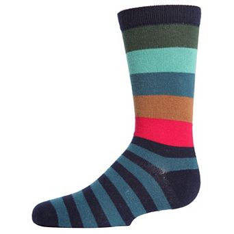 Bold Stripes Boys Cotton Blend Crew Socks