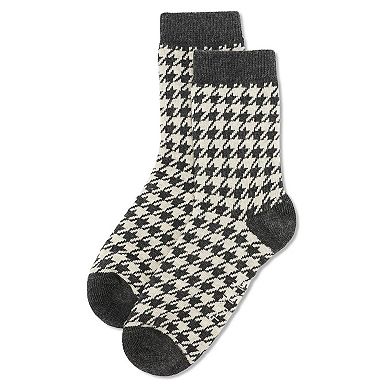 Houndstooth Cotton Blend Boys Crew Sock