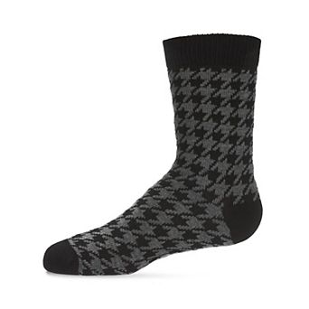 Houndstooth Cotton Blend Boys Crew Sock