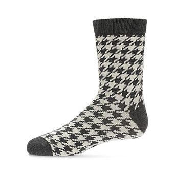 Houndstooth Cotton Blend Boys Crew Sock