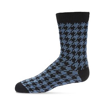 Houndstooth Cotton Blend Boys Crew Sock