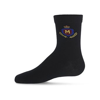 Boys Stitched M Crest Solid Color Dress Crew Socks