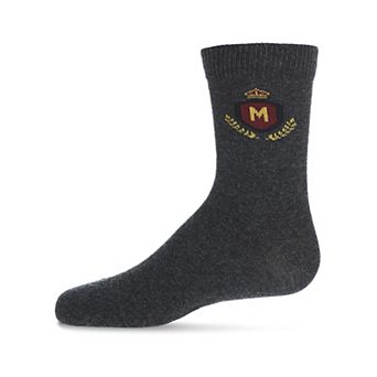 Boys Stitched M Crest Solid Color Dress Crew Socks