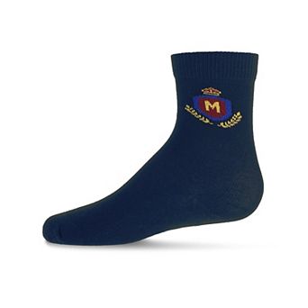 Boys Stitched M Crest Solid Color Dress Crew Socks