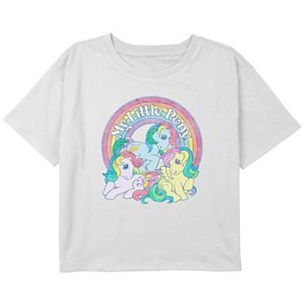 Girls My Little Pony Group Rainbow Boxy Cropped Graphic Tee