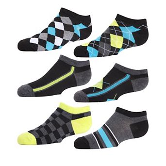 6 Pairs Boy's Argyle Flow Low Cut Socks