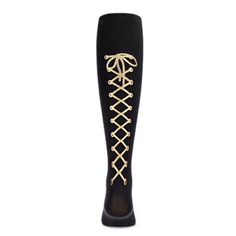 Printed Lace Back Tights