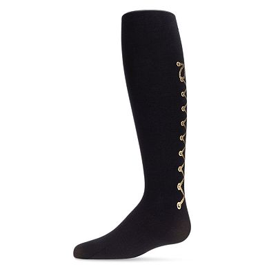 Printed Lace Back Tights