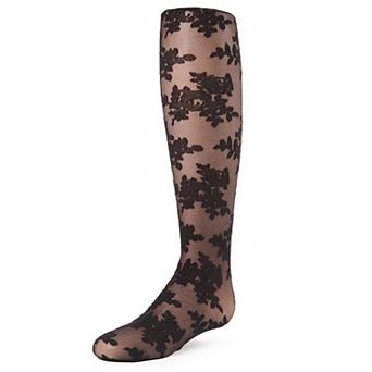 Fancy Floral Girls Sheer Tights