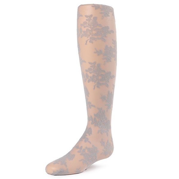 Fancy Floral Girls Sheer Tights