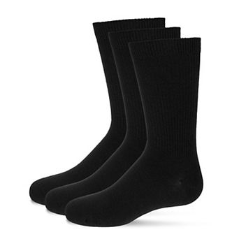 Thin Ribbed Cotton Blend Crew Socks 3-Pack