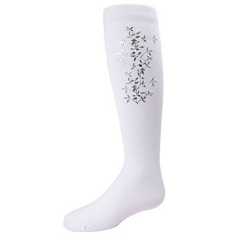 Foil and Foliage Cotton Blend Girls Knee Socks