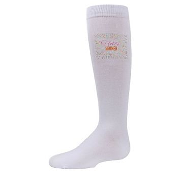 Little Kids Hello Summer Girls Cotton Blend Knee High Socks