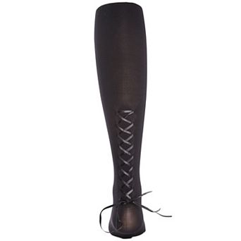 Girls Lace-up Bow Opaque Tights