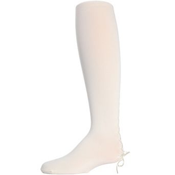 Girls Lace-up Bow Opaque Tights