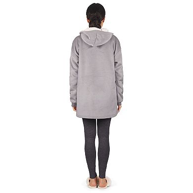 Women's Sherpa-Lined Soft Velour Hooded Lounge Top
