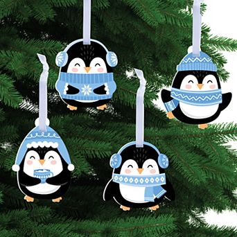 Big Dot of Happiness Winter Penguins - Holiday and Christmas Decorations - Christmas Tree Ornaments - Set of 12