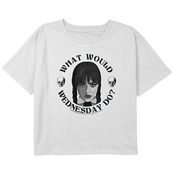 Girls Wednesday What Would Wednesday Do Boxy Cropped Graphic Tee