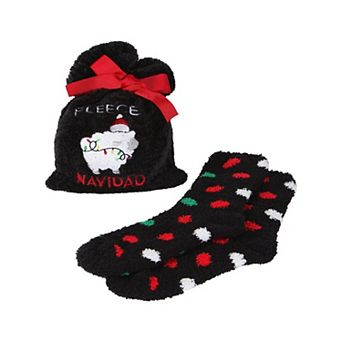 Fleece Navidad Cozy Polka-Dot Sock & Gift Bag Set