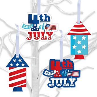 Big Dot of Happiness Firecracker 4th of July - Red, White and Royal Blue Decorations - Tree Ornaments - Set of 12