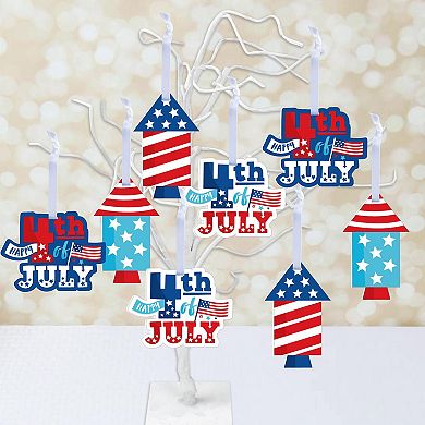 Big Dot of Happiness Firecracker 4th of July - Red, White and Royal Blue Decorations - Tree Ornaments - Set of 12
