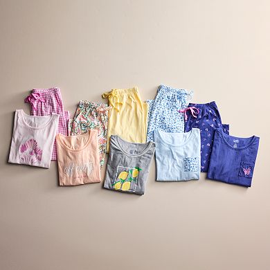 Women's Croft & Barrow® Short Sleeve Pajama Top & Pajama Pants Set