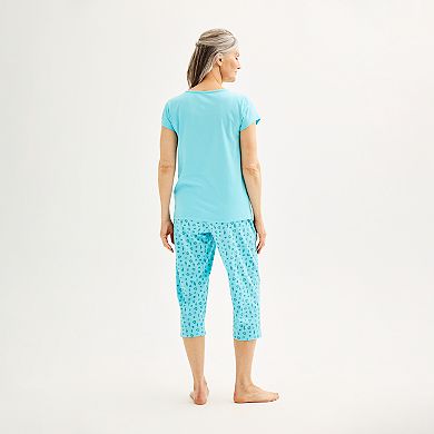 Women's Croft & Barrow® Short Sleeve Pajama Top & Pajama Pants Set