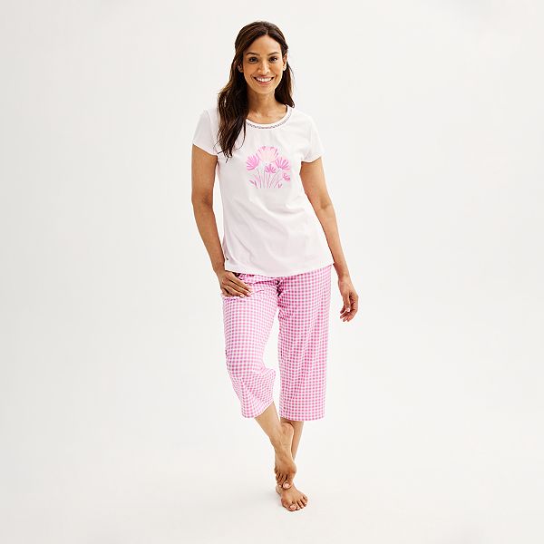 Women's Croft & Barrow® Short Sleeve Pajama Top & Pajama Pants Set