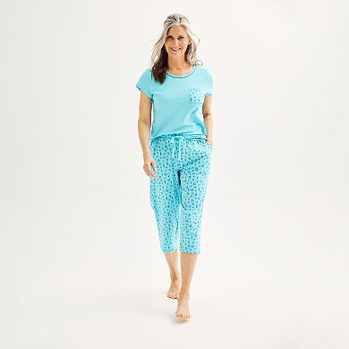 Petite Croft & Barrow® Short Sleeve Pajama Top & Pajama Pants Set