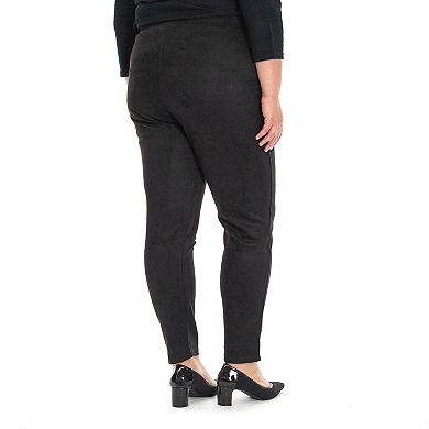 Plus Size Nina Leonard Scuba Faux-Suede Pants