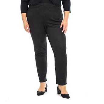 Plus Size Nina Leonard Scuba Faux-Suede Pants