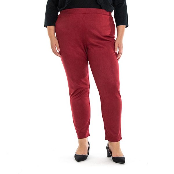 Plus Size Nina Leonard Scuba Faux-Suede Pants