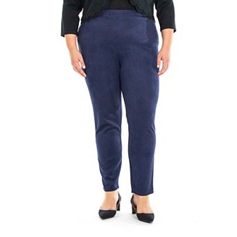 Plus Size Nina Leonard Scuba Faux-Suede Pants